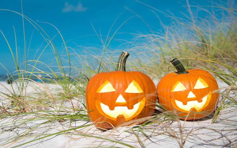 Jack o lanterns at the beach during Oktoberfest in Panama City Beach